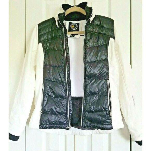 Halifax Traders‎ Women's Small Puffer Coat Zip Up Eggshell/Black Jacket Size S - Picture 1 of 10